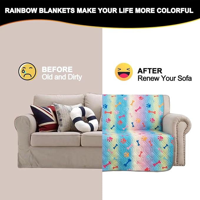 Waterproof Dog Bed Covers for Couch Protection Dog Pet Blanket Furniture Protector (82"x120",Colourful+Grey) - Image 2