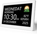 Raynic Digital Clock,10.1 Inch Large Display Calendar Clock with 12 Themes, 20 Alarms, 20 Reminders, Auto Dimming, 12/24 Hours for Seniors, Desk (White, 10.1 Inches) by Raynic