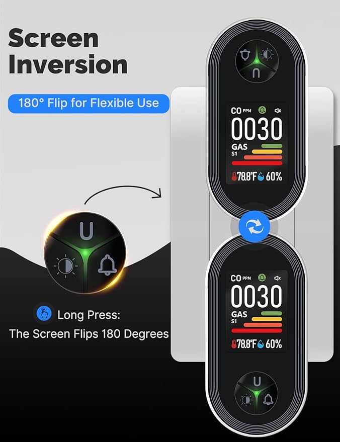 4IN1 Gas & Carbon Monoxide Detector Combination Plug in, CO Gas Monitor with Real-Time Temperature & Humidity Display, Alarm for Natural Gas, Propane - Image 6