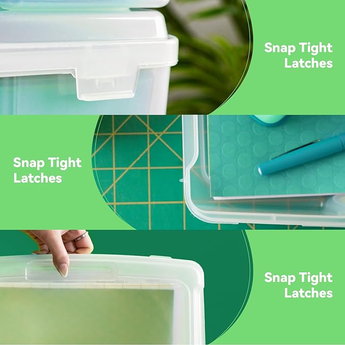 12" x 12" Plastic Scrapbook Paper Storage Cases, Thick Portable Organizers, Hobby Art Craft Box, Acid-Free Rounded Corner Containers with Handle, 6-Pack - Image 4