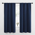 NICETOWN Bedroom Curtains Blackout Draperies, Home Decorations Thermal Insulated Solid Pole Top Blackout Drapes for Living Room (Navy, 1 Pair, 34-inch W x 63-inch L) by NICETOWN
