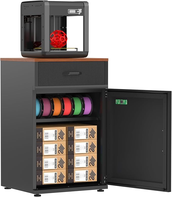180L 3D Printer Filament Storage Cabinet with Dehumidifier(60W drying power, <8W avg. consumption) | Industrial Sealed Dehumidifying Stand Cabinet Holds 40 Rolls -Compatible with PLA/ABS/TPU (Black) by RJOKMT