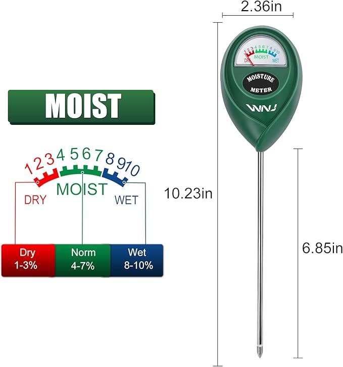 WNJ 2 Pack Soil Moisture Meter, Plant Water Monitor, Lawn Moisture Meter，Soil Hygrometer Sensor for Gardening, Farming, Indoor and Outdoor Plants (Classic Black) - Image 4