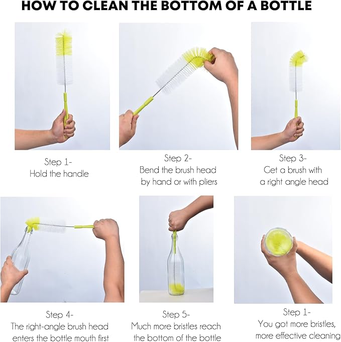 ALINK 3-Pack Long Narrow Neck Bottle Cleaning Brush for Beer, Wine, Flask, Thermos, Sport Well, Brewing Bottle and Hummingbird Feeder and Long Narrow Neck Sport Bottles - Image 3