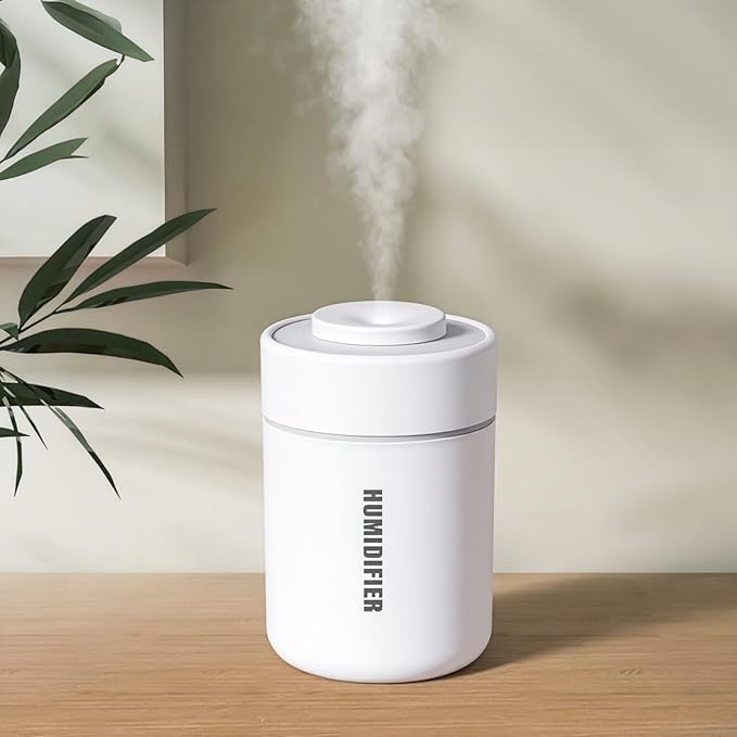 Portable Mini Humidifier, 180ml USB Cool Mist Small Humidifiers for Bedroom, Personal Desktop Humidification for Car Office Travel & Indoor Plants(White Grey) by Daskternie