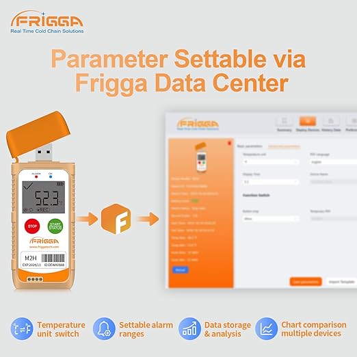 Frigga M2H 10 Pack Reusable Temperature Humidity Data Logger USB Digital Refrigerator Thermometer Multi-Use Temperature Recorder High Accuracy 28800 Points PDF CSV Report - Image 2