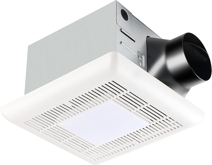 Tech Drive Bathroom Fan with Light 110 CFM, 1.2Sone No Attic access Needed Installation,Very Quiet Bath Ventilation and Exhaust Fan with LED Light 4000K 800LM, 4inch Duct,White Plastic Grille by TechDrive