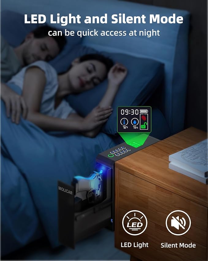 Biometric Gun Safe for Handgun Fingerprint 3 Ways Quick Access Slider Pistol Safe, Mounted Bedside Gun Lock Box for Nightstand, Bed, Desk, Wall, Dresser - Image 5