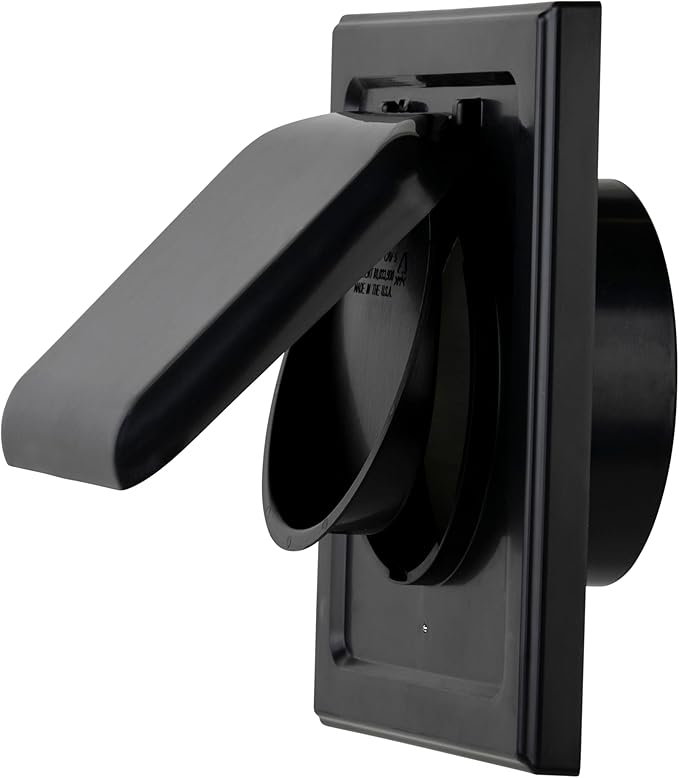 NO-PEST VENT, Exclusive Dual Door Dryer Vent Cover Outdoor 4 inch with Collar, Made in USA w Highest UV Resistant Plastic in any Outdoor Vent Cover (Onyx, 4" Plastic WIth Collar) by No-PestVent