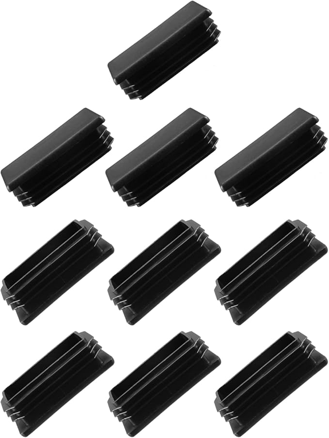 METALLIXITY Rectangle End Caps (60 x 30mm) 10Pcs, Plastic Rectangle Tube Inserts Threaded End Blanking Caps Protector - for Furniture Table Chair Legs, Black by METALLIXITY