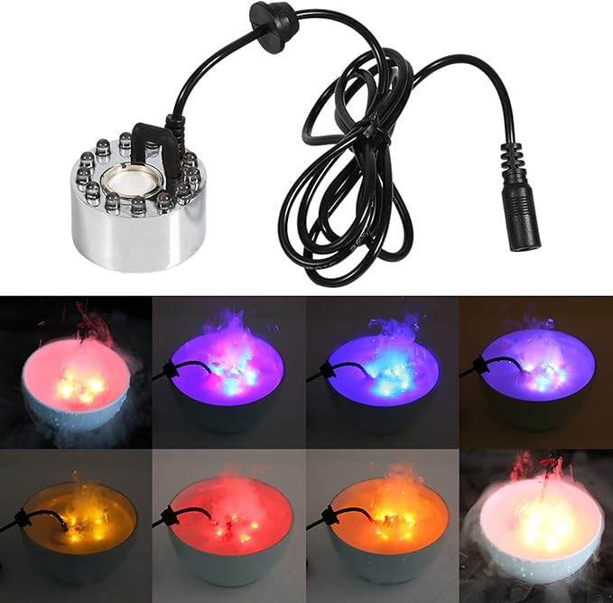 Ultrasonic Mist Maker Fog Machine with 12 LED Color Changing Lights, Portable Halloween Mister for Indoor Water Fountain, Fish Tank, Pond Decor, Vase & Air Humidifier - Image 5