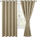 Hiasan Grommet Blackout Curtains for Bedroom, 60 x 72 Inches - Thermal Insulated & Light Blocking Window Drapes for Living Room/Dorm Room, Set of 2 Panels Sewn with Tiebacks, Taupe by Hiasan