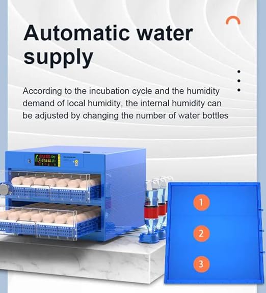 Eggs Incubator for Hatching Eggs, Automatic Egg Turning and Humidity Control, Automatic Water Adding, Egg Candler, Poultry Egg Incubators for Chicken Duck Goose Pigeon Quail (Blue, 192 Eggs) - Image 6