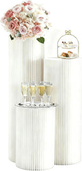 Cylinder Stands for Party Roman Pillar Stand Flower Cake Pedestal Stands for Parties Wedding Baby Shower Birthday Decor, Foldable Cardboard Centerpiece Round Pillars Dessert Stands Display, Reusable (Set of 4-12x15/23/31/39 inches) by Unknown