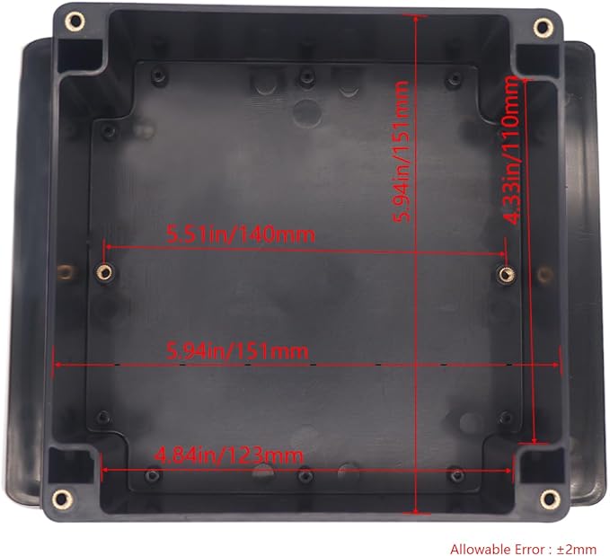 Project Box ABS Plastic Black Electrical Boxes IP65 Waterproof DIY Electronic Junction Box Power Enclosure with Fixed Ear 6.3x6.3x3.5inch (160x160x90 mm) - Image 3