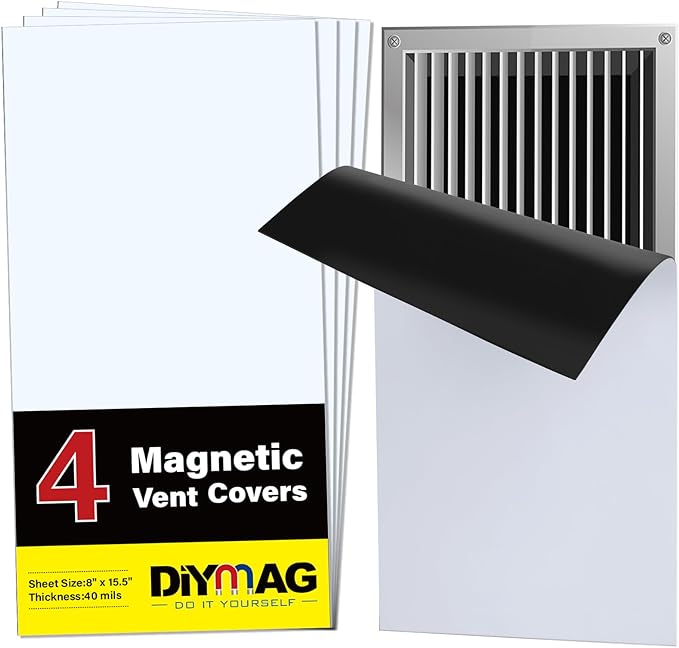 DIYMAG 4Pack Strong Magnetic Vent Covers, Magnets for Home Floor Standard Air Register, 8" x 15.5" Magnetics for Floors Wall and Ceiling Registers, Homes and RV, HVAC by DIYMAG