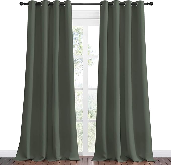 NICETOWN Dark Mallard Blackout Draperies Curtains - Pair of Grommet Top Thermal Insulated Blackout Decorative Curtains for Thanksgiving Day & Christmas Decor(55 inches Wide by 96 inches Long) - Image 2