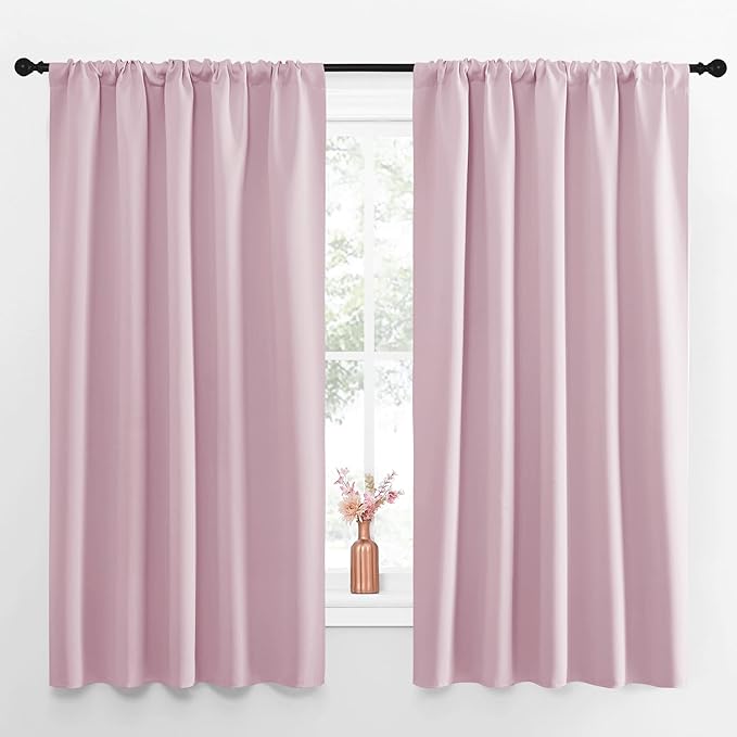 NICETOWN Room Darkening Curtains and Drapes - Thermal Insulated Rod Pocket Room Darkening Draperies for Dining Room (Lavender Pink, 2 Pieces, 52 inches Width by 63 inches Length) by NICETOWN