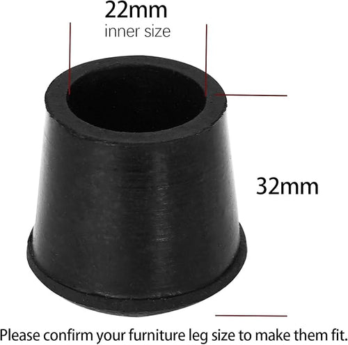 10 PCS Black Round Rubber Chair Leg Caps Tips, Vinyl Rubber End Kits, Soft Touch Table Feet Cover, Anti Slip Floor Protector, 22/25 inch (22mm) - Image 2