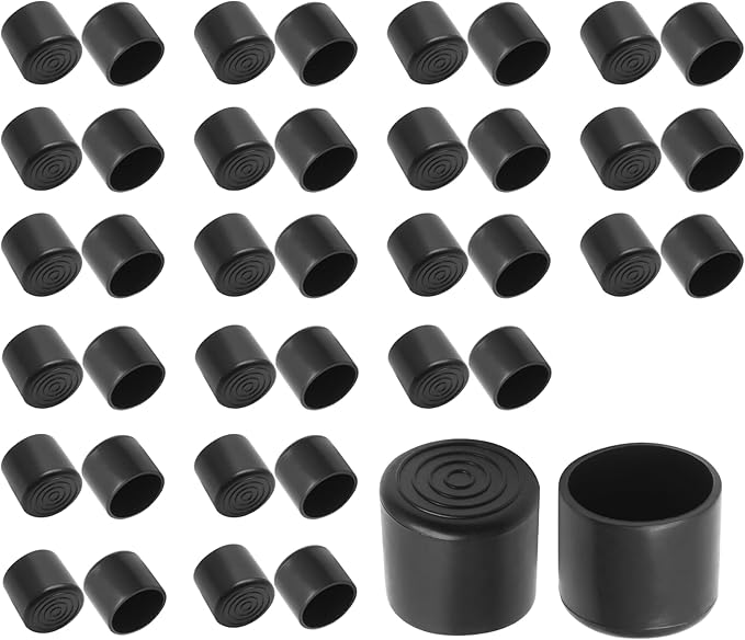 40 Pcs Round Rubber Furniture Leg Caps, 7/8"(22mm) Vinyl Flexible Chair Leg Floor Protectors/Covers Plastic End Caps for Patio/Indoor Furniture Leg Caps Railing (Black) by Bonsicoky