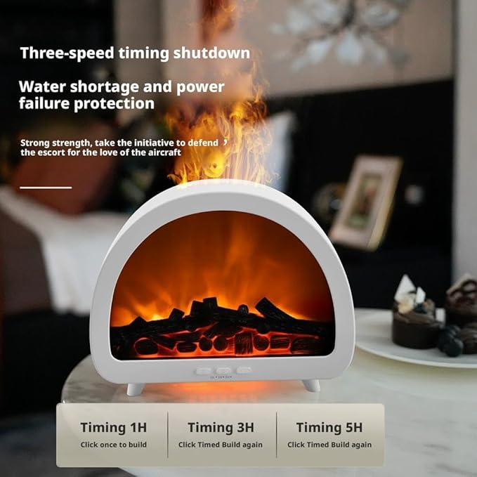 Fireplace Flame Air Diffuser Humidifier,12 Colors Aromatherapy Essential Oil Diffuser with 1H/3 H/5 H Timer,200ml Noiseless Cool Mist Ultrasonic Aroma Humidifier for Home,Bedroom,Office,Yoga (White) - Image 4