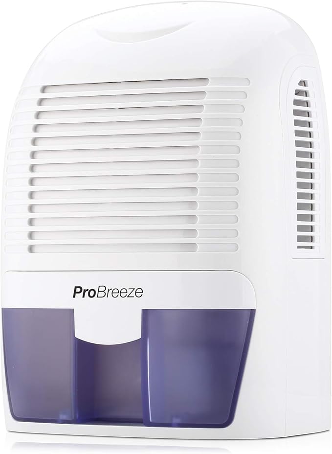 Pro Breeze Electric Mini Dehumidifier, 2200 Cubic Feet (250 sq ft), Compact and Portable for High Humidity in Home, Kitchen, Bedroom, Basement, Caravan, Office, Garage by ProBreeze
