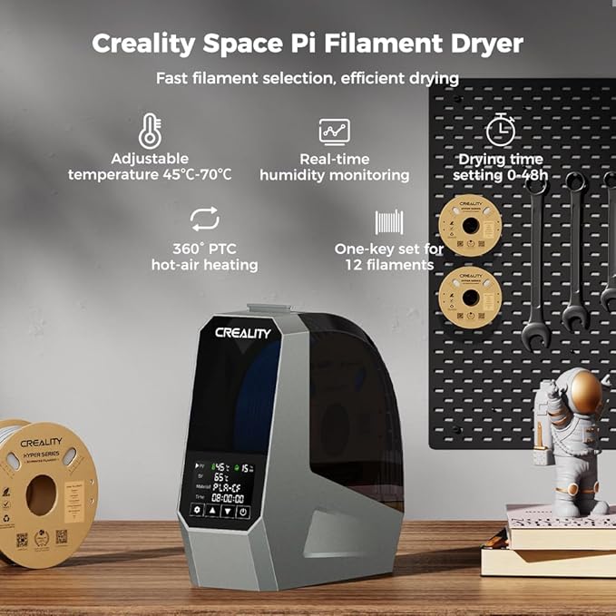 Creality Space Pi Filament Dryer with Spool Holder, Fast Drying Tech and Touchscreen, Multi-Material Compatible for 1.75mm and 3mm, Storage Box - Image 2