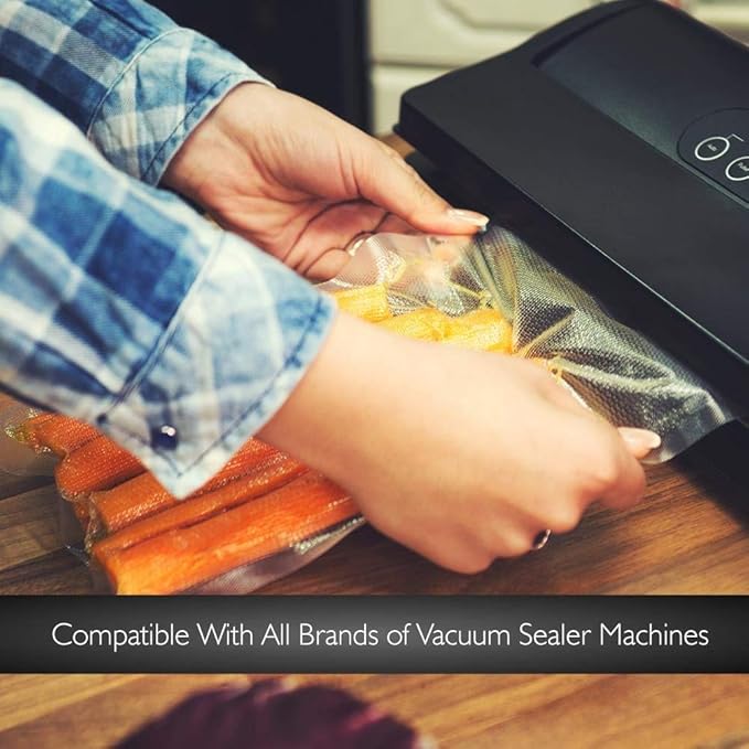 NutriChef Vacuum Sealer Bags 8x50 Rolls 2 pack Compatible with All Brands, Commercial Grade, Heavy Duty, Great for vac storage, Meal Prep or Sous Vide - Image 2
