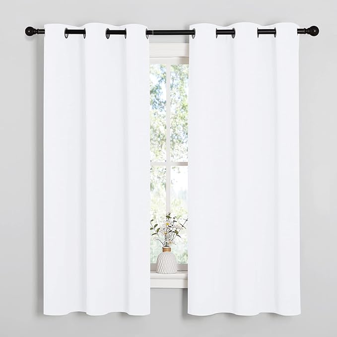 NICETOWN White Window Curtain Panels - 50% Light Blocking Curtains for Bedroom & Dining Room Window (Set of 2, 42 inches x 63 inches) by NICETOWN