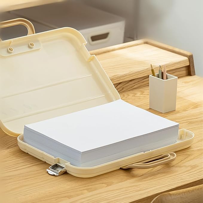 RadefasunC Clear Waterproof Document Storage Box with Snaps PP Files Organizer Cases for A4 Paper Magazines Notebooks School or Office Supplies (Pure White, 1pcs) - Image 7