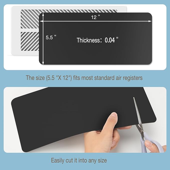 HOXHA Strong Magnetic Vent Covers, 5.5” × 12” Vent Cover Magnetic, Home and RV Vent Magnet Cover for Air Vents Wall Ceiling Floor, 2 Pack Black - Image 2