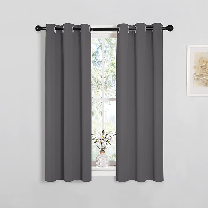 NICETOWN Grey Blackout Curtain Panels for Bedroom, Thermal Insulated Grommet Top Blackout Draperies and Drapes (2 Panels, W29 x L45 inches, Grey) - Image 2