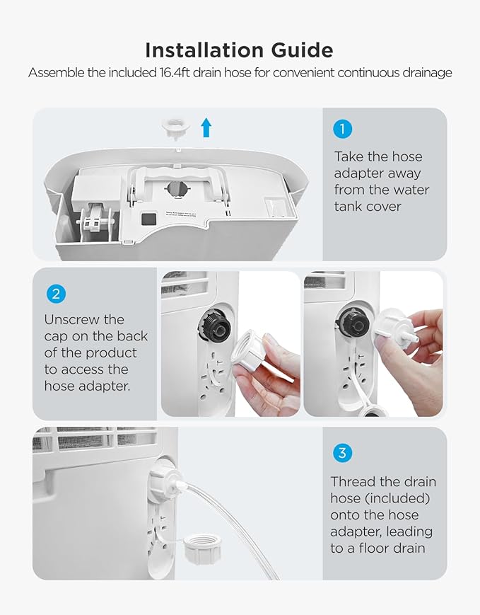 GoveeLife Dehumidifier for Home 4,500 Sq. Ft. 50 to 137 Pint with Pump, Drain Hose, Smart Dehumidifier for Basement with Humidity Control, Auto Shut Off/Defrost, 5 Modes, Bedroom, Bathroom, Garage - Image 9