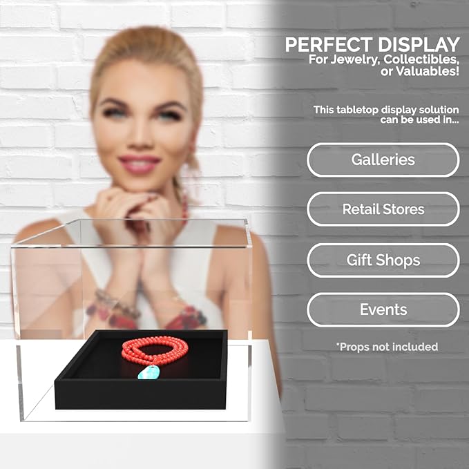 2 Pack Clear Acrylic Display Box Versatile 5 Sided No Lid Pedestal 7.75" x 8" x 6" Inch Merchandise Storage Bin Retail Product Riser One Open Side by Marketing Holders - Image 3