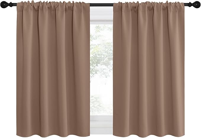 NICETOWN RV Blackout Curtains for Camper Windows, Window Treatment Thermal Insulated Rod Pocket Small Blackout Draperies/Drapes for Bedroom/Kitchen (Cappuccino, Set of 2, 29" Wide by 30" Long) - Image 2