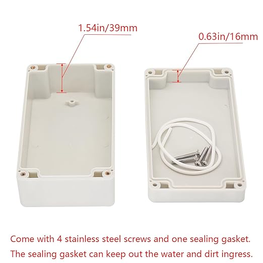 Project Box IP65 Waterproof Junction Box ABS Plastic Electrical Boxes DIY Electronic Project Case Power Enclosure White6.22x3.54x2.36 inch (158 x 90 x60 mm) - Image 4