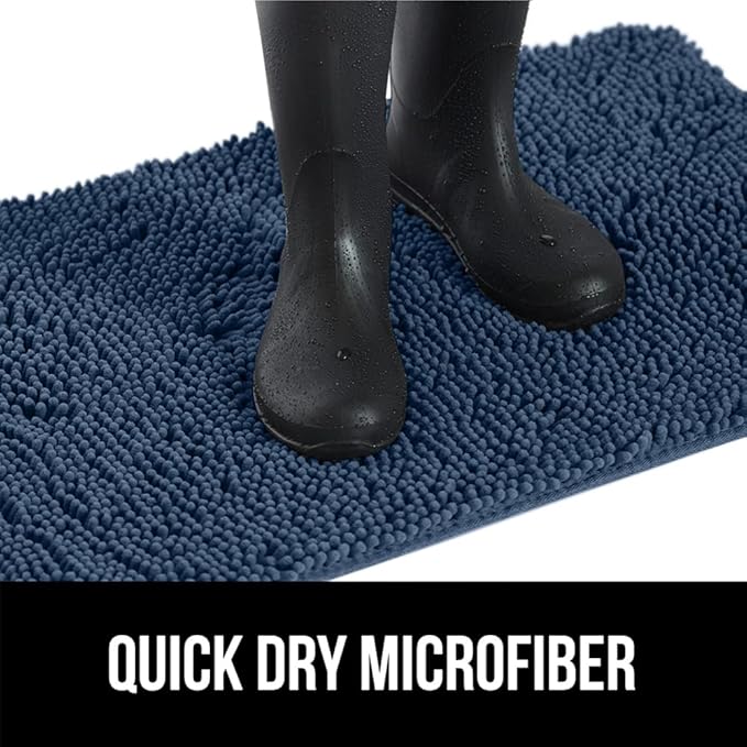 GORILLA GRIP SOAKSTOPPER Dog Door Mat, 60x36 Machine Washable Rug Absorbent Doormat Captures Moisture Mud Dirt, Quick Dry Soft Chenille Entryway Rugs Indoor Entrance Mats for Dog Paws, Navy Blue - Image 9