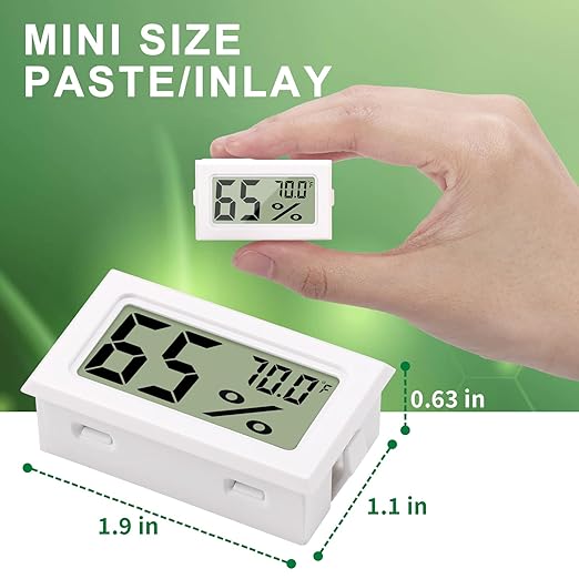 Atogou Mini Hygrometer Indoor Humidity Meter, Digital Humidity Gauge Indoor Thermometer (℉) for Home, Office, Reptile, Car, Greenhouse, Lab, Terrarium, Cellar, Humidors A02 White - Image 2