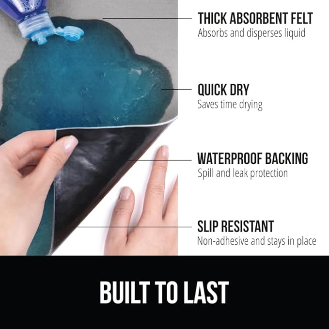 GORILLA GRIP LeakGuard Non-Adhesive Under Sink Mat for Kitchen Cabinet, 24x50, Waterproof Quick Dry Shelf Liner, Durable Absorbent Felt Mats for Bathroom Sinks, Cabinets, Dresser, Easy Trim Light Gray - Image 2