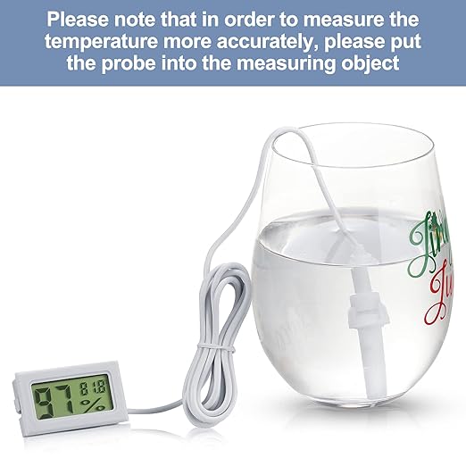 Weewooday Mini Digital Temperature Humidity Meters Gauge with Probe Gauge LCD Fahrenheit Display Thermometer Hygrometer for Incubator Reptile Plant Greenhouse Chicken Coop Garden(White, 3 Pieces) - Image 4