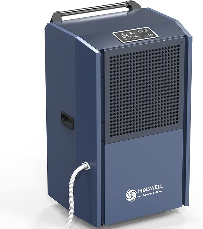 305 Pint Commercial Dehumidifier for Industrial Sites, Commercial-Grade Dehumidifiers with Drain Hose for Large Spaces Basements, Warehouse, Flood Water Damage Restoration, 5-Year Warranty by Moiswell