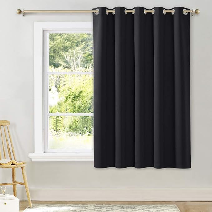 NICETOWN Black Out Curtain for Living Room - Easy Care Solid Thermal Insulated Grommet Blackout Panel/Drape for Bedroom Window (1 Panel, 70 inches Wide by 63 inches Long) by NICETOWN