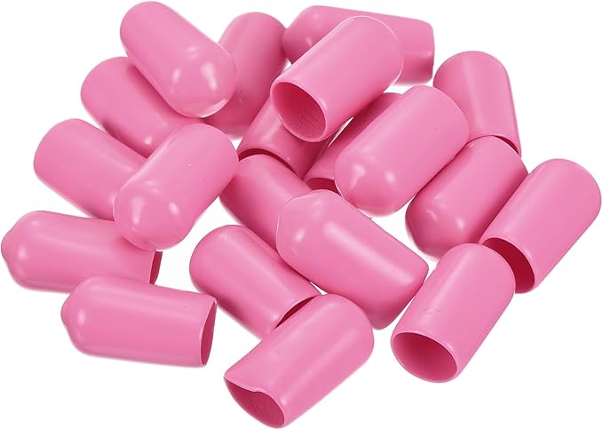 uxcell 20pcs Rubber End Caps 8mm(5/16 inch) ID Vinyl PVC Round Tube Bolt Cap Cover Screw Thread Protectors Pink - Image 4