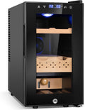 Electric Cooler Cabinet 25L with Temperature and Humidity Control, Spanish Cedar Wood Shelves and Safety Lock (200 Counts Capacity), Gift for Men by FoMup