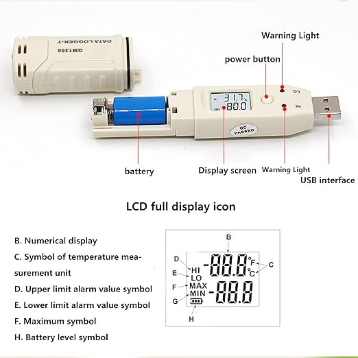 Temperature Data Logger, Battery Powered Low Power Consumption Digital Humidity Data Logger Compact for Office for Indoor for Home - Image 9