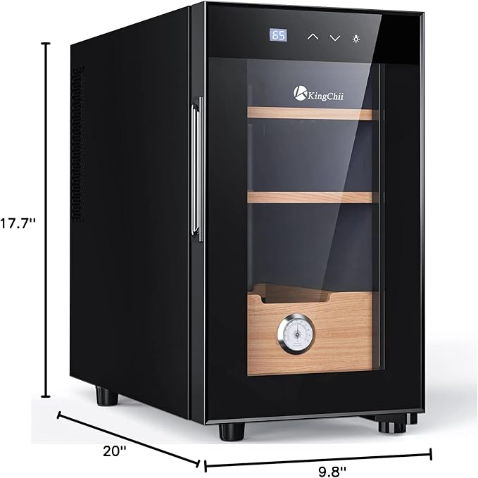 KingChii 23L Electric Cigar Humidors with Temperature Control System, Cigar Cabinet with Spanish Cedar Wood Shelves & Hygrometer, Father's Day Gifts for Men (3 Layers 150 Capacity) - Image 8