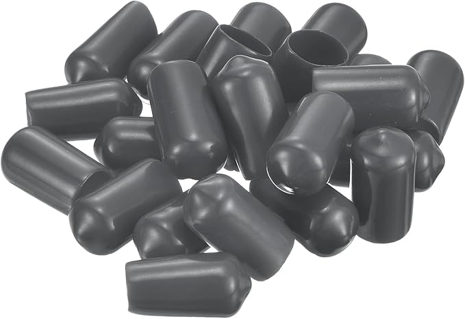 uxcell 20pcs Rubber End Caps 8.5mm ID Vinyl Round Tube Bolt Cap Cover Thread Protectors Dark Grey - Image 4