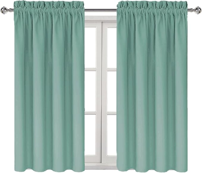 DWCN Blackout Curtains for Living Room Thermal Insulated, Energy Saving & Noise Reducing Bedroom Curtains, Sage Green, W 42x L 45 Inch, Set of 2 Rod Pocket Curtain Panels - Image 9