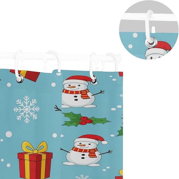 Snowflake Christmas Blue Shower Curtain Liner 72×72 inch for Bathroom Curtain Anti Mold Shower Curtain with Hooks Shower Accessories - Image 5