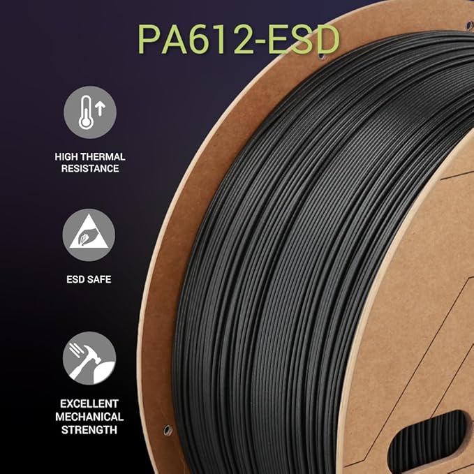 Polymaker Fiberon PA612-ESD 3D Printer Filament 1.75mm 3kg, ESD-Safe Carbon Fiber Nylon, Heat Resistant to 150°C, Chemical Resistant, Industrial Grade Strength, PCB Fixtures, Electronics Housings - Image 3